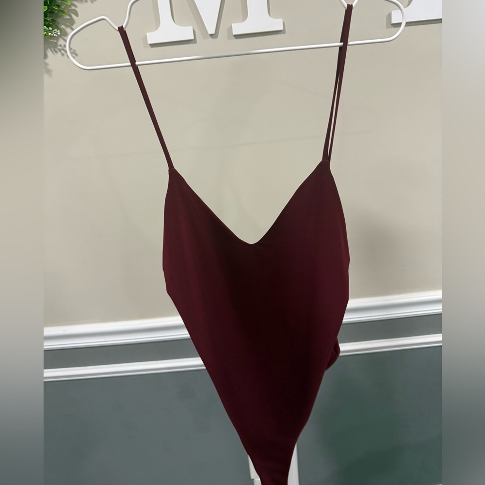 Fashion Nova Wine Red Bodycon Top